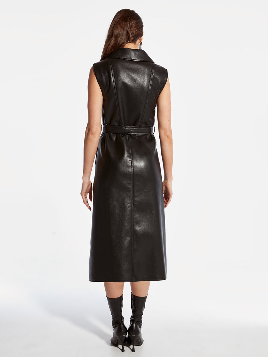 leather midi dress